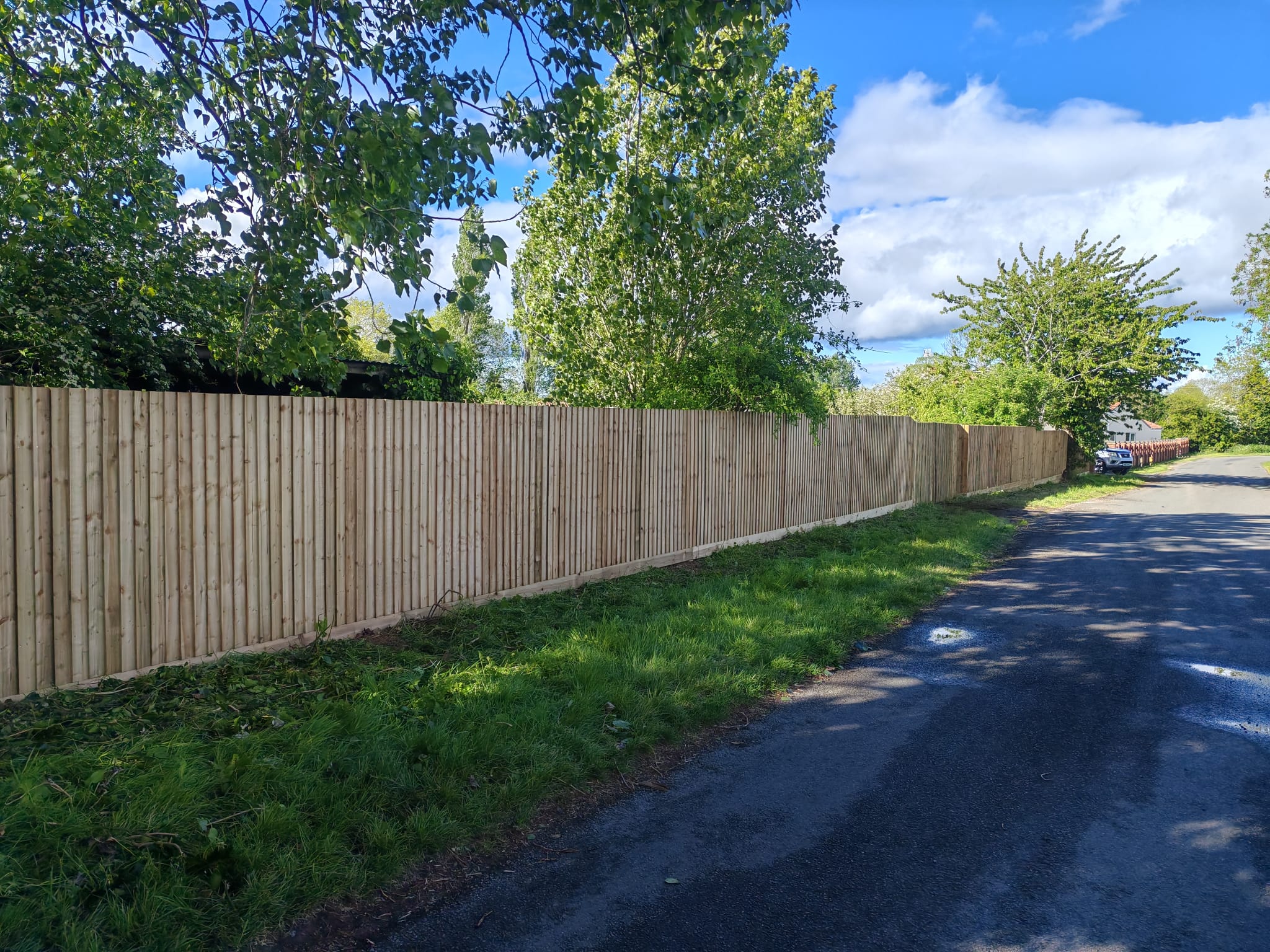 Feather edge fencing installed along a roadside boundary in Skegness