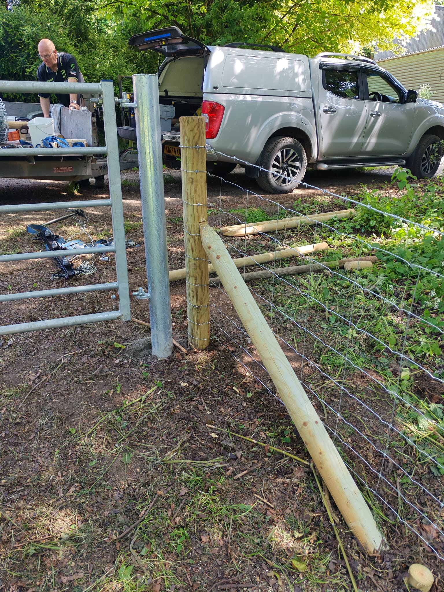 Stock fencing gateway installation in Louth